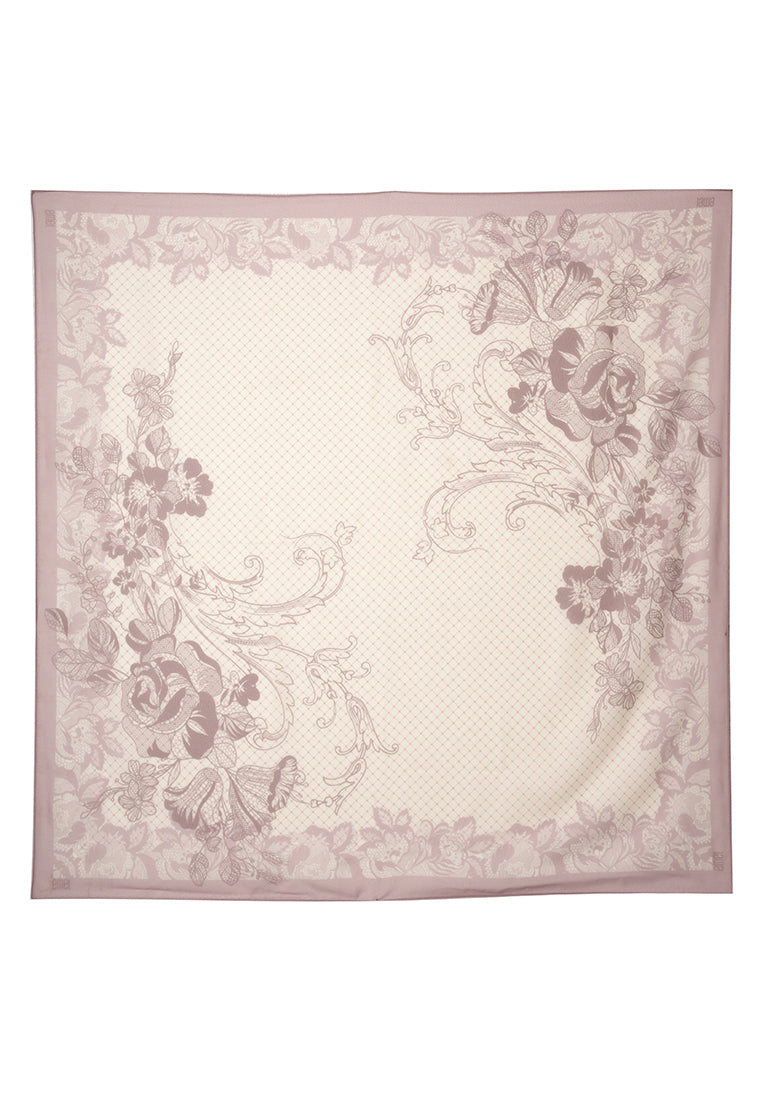 THE LACE FLORAL SCARF - BROWN