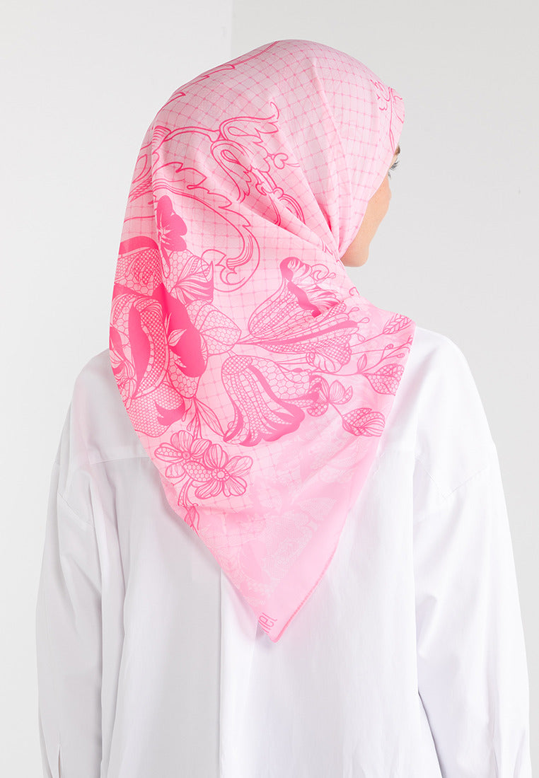THE LACE FLORAL SCARF - PINK