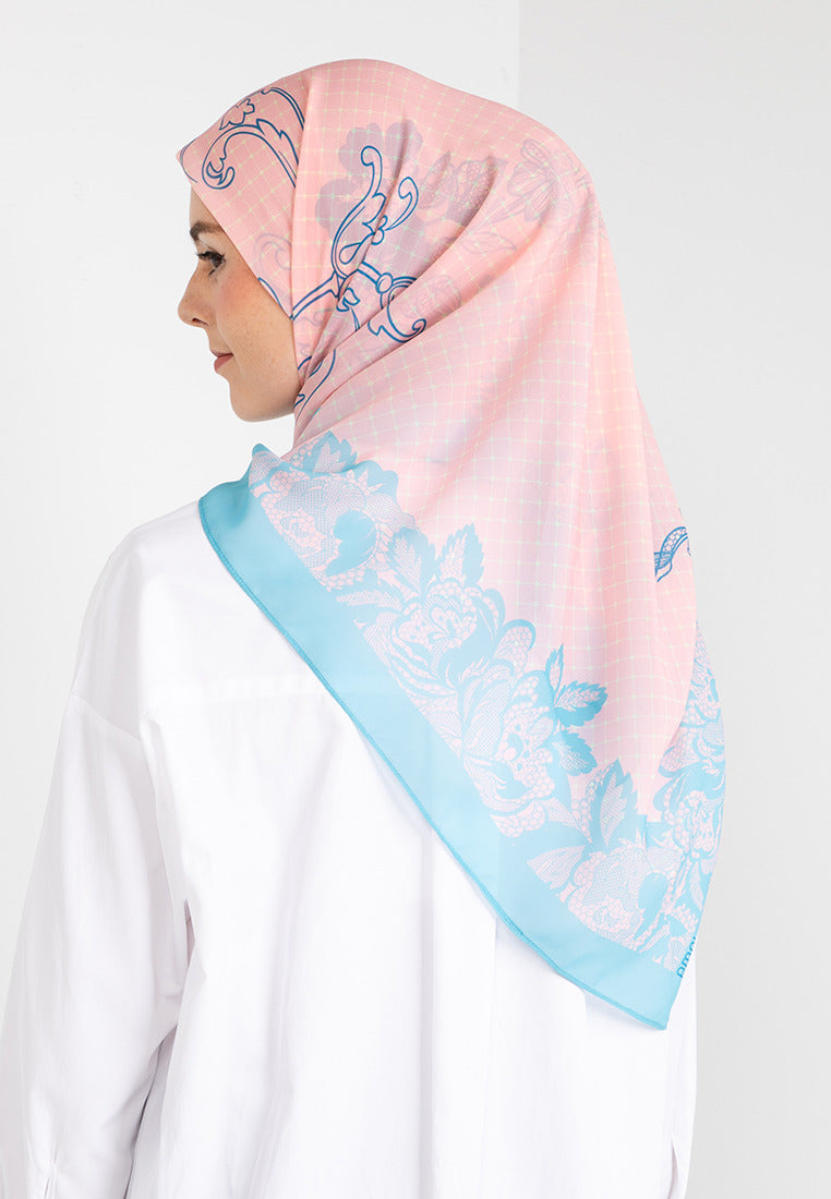 THE LACE FLORAL SCARF - TURQOISE
