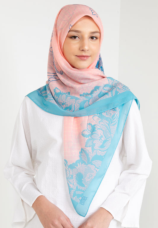 THE LACE FLORAL SCARF - TURQOISE