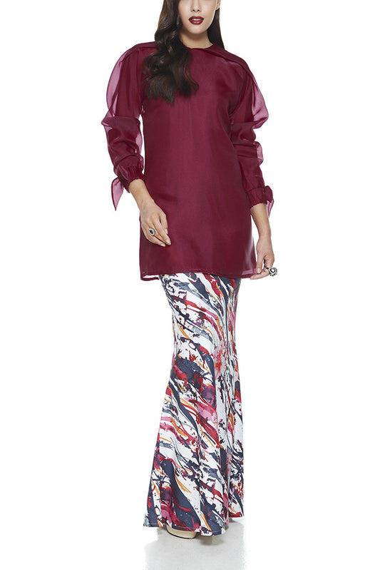 MODERN BAJU KURUNG |  RED SAGE, ORGANZA, PRINT, EMEL BY MELINDA LOOI