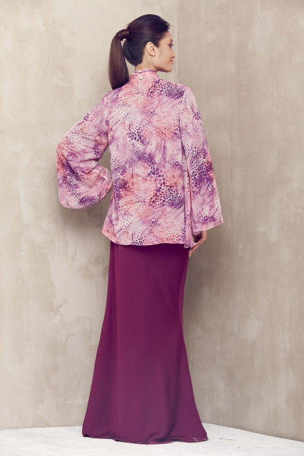 A-line flowy blouse with pussy bow + mermaid skirt (Pink)