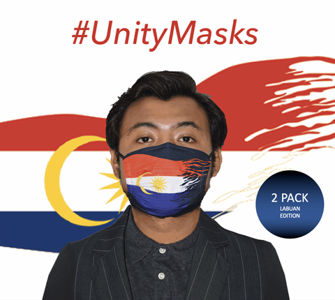 #UnityMasks - Labuan Edition Reusable Face Masks (2 Pack: Labuan Flag & Malaysian Flag)