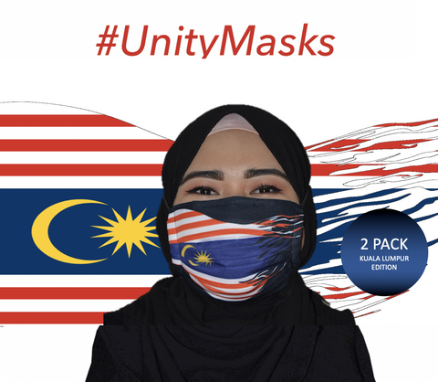 #UnityMasks - Kuala Lumpur Edition Reusable Face Masks (2 Pack: Kuala Lumpur Flag & Malaysian Flag)