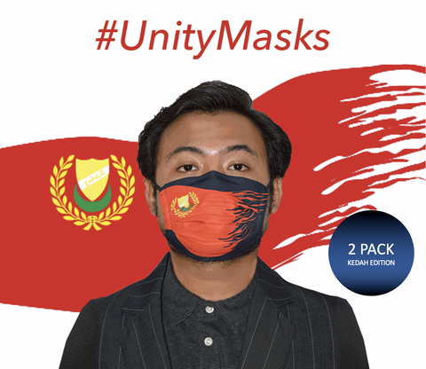 #UnityMasks - Kedah Edition Reusable Face Masks (2 Pack: Kedah Flag & Malaysian Flag)