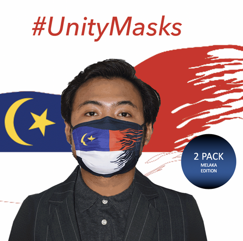 #UnityMasks - Melaka Edition Reusable Face Masks (2 Pack: Melaka Flag & Malaysian Flag)