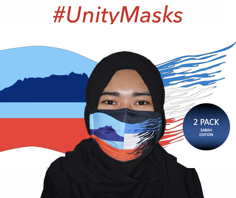 #UnityMasks - Sabah Edition Reusable Face Masks (2 Pack: Sabah Flag & Malaysian Flag)