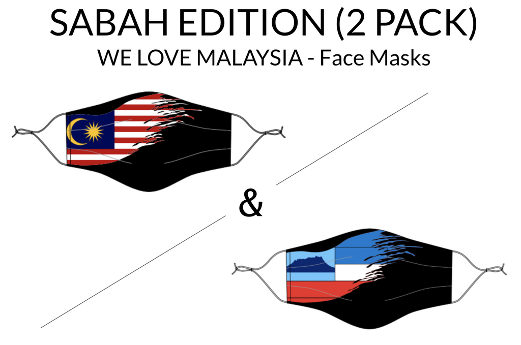 #UnityMasks - Sabah Edition Reusable Face Masks (2 Pack: Sabah Flag & Malaysian Flag)