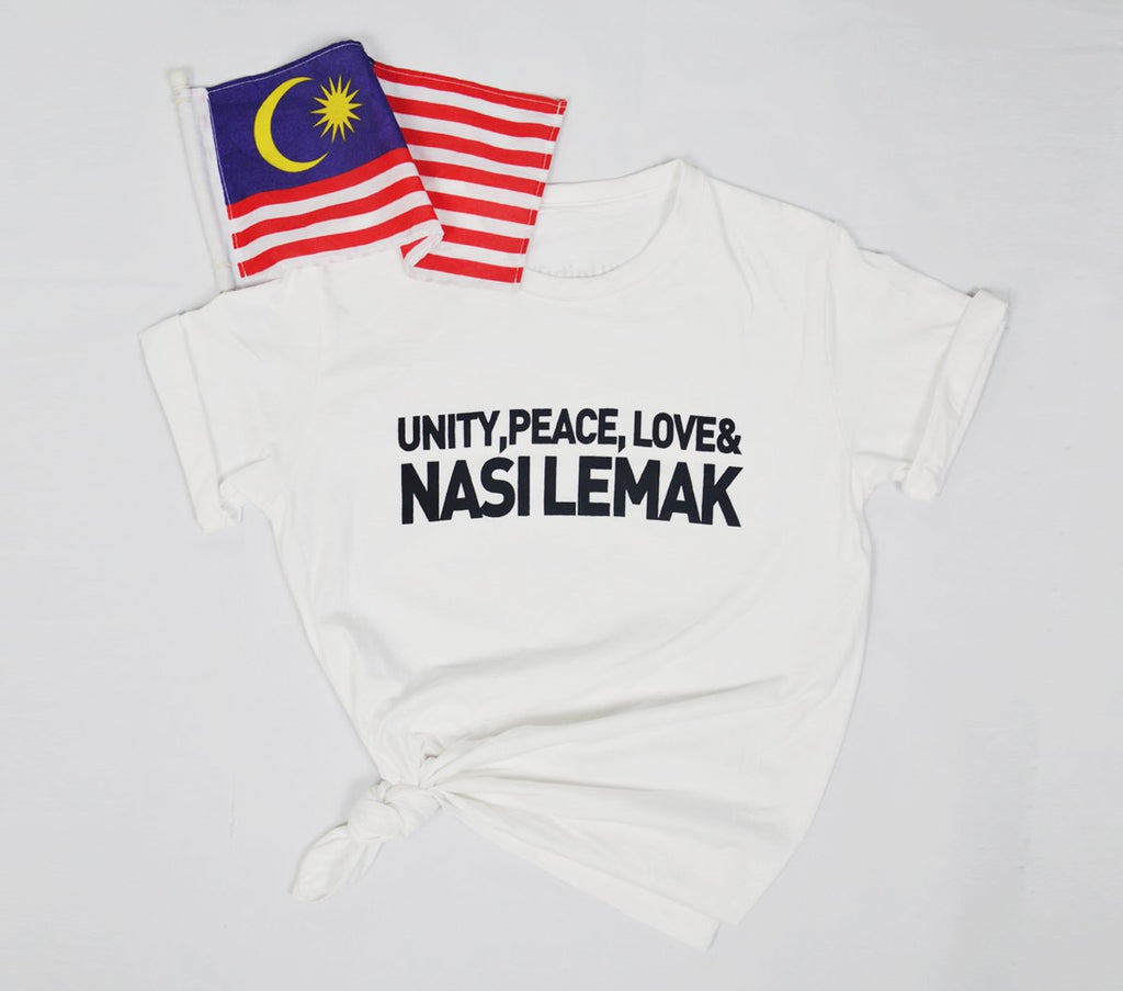 #Unity Tee - Unity, Peace, Love & Nasi Lemak - Short Sleeve TShirt - Unisex - White