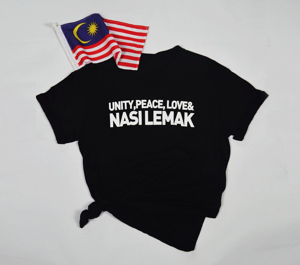 #Unity Tee - Unity, Peace, Love & Nasi Lemak - Short Sleeve TShirt - Unisex - Black
